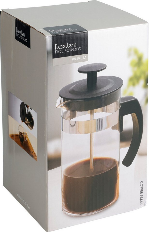 Koopman Kaffeebereiter, Glas / Kunststoff, Manuelle Presse, Griff, Presse, Transparent Bild 2