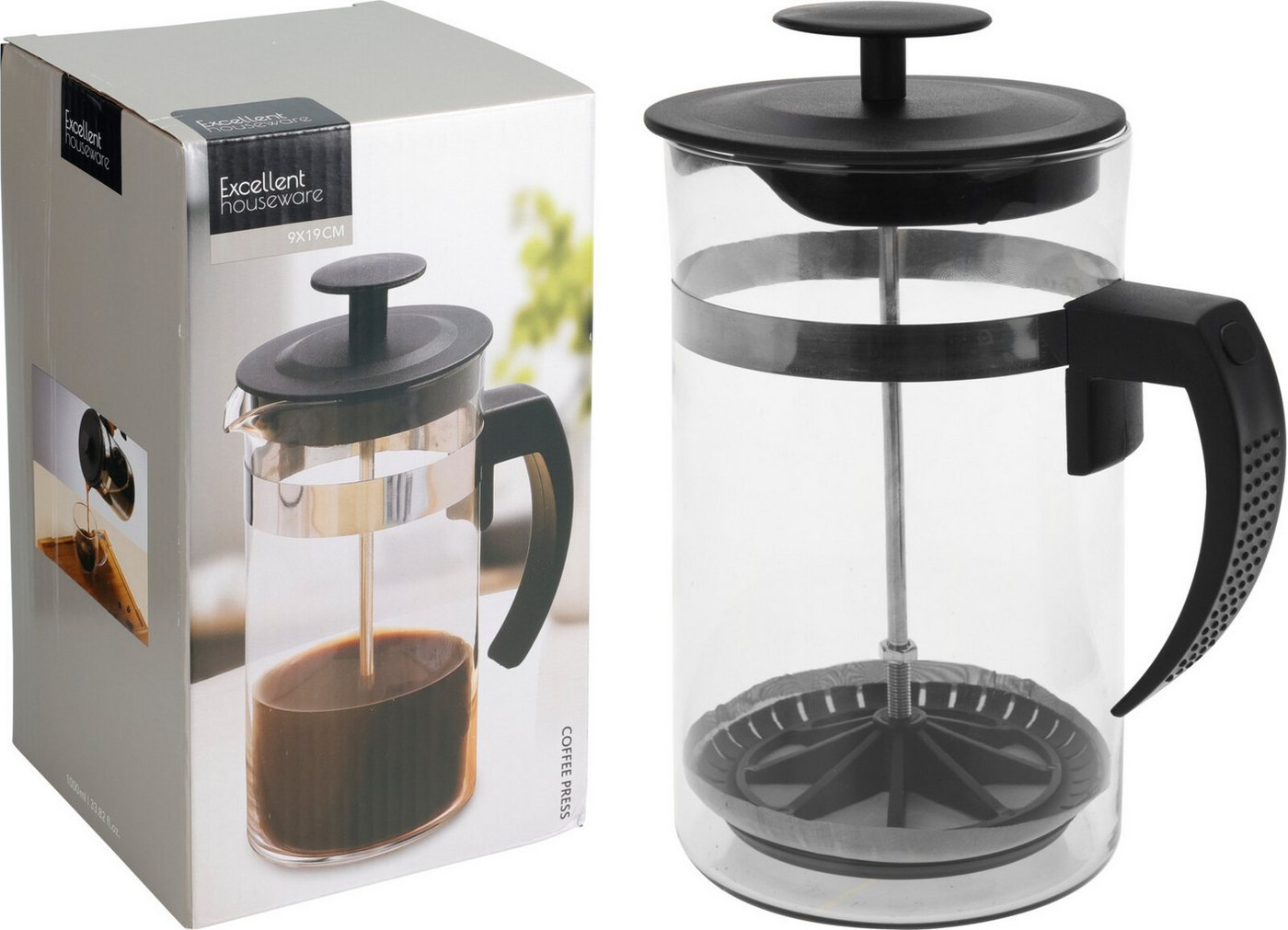 Koopman Kaffeebereiter, Glas / Kunststoff, Manuelle Presse, Griff, Presse, Transparent Bild 5