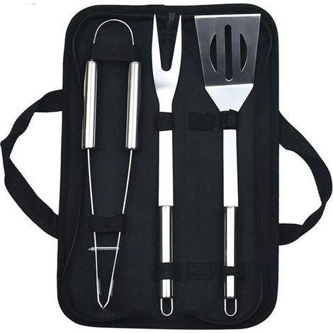 Honornic – Grillset Aus Edelstahl, Grillbesteck-kombination, 3-teiliges Beutelset, Kleiner Rohrgriff