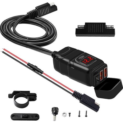 Honornic – Wasserdichtes 12v Dual-usb-motorrad-lenkerladegerät, 3.0 Schnellladegerät Mit Usb-voltmeter Für Motorräder