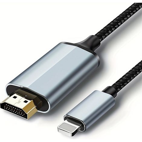 Honornic – Lightning-auf-hdmi-adapterkabel, Tv-ausgang Mit 1080p-hd-auflösung, 4 M (13,2 Ft), Grau