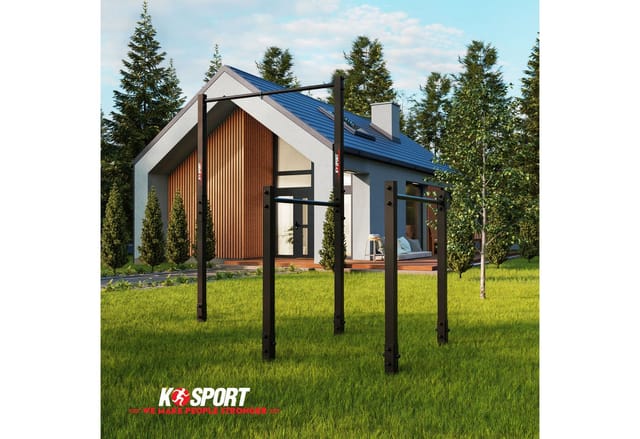 K-SPORT Klimmzugstange Stationäre Outdoor Klimmzugstange + Dip Station (bis 150 kg belastbar, Wetterfeste Kraftstation mit Pull-Up Bar & Dip Stange)