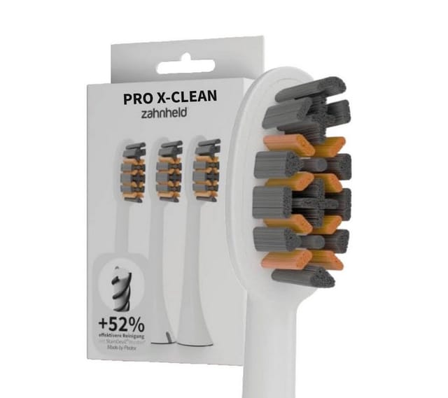 Zahnheld Aufsteckbürsten Ersatzbürsten Pro X-Clean für Schallzahnbürste Gero, im 3er, 6er oder 9er Set, Zahnpflege Set, Wechselköpfe, sanfte Reinigung, plastikfrei verpackt, 3 Stück, weiß