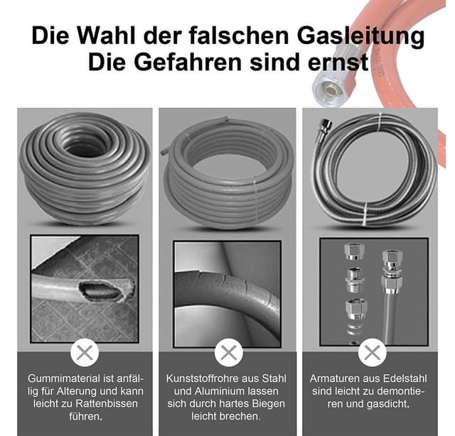 Melko Gasgrill Gas Schlauch Manometer Druckminderer Gasregler Propan Butan Gusseisen, Stück, Inkl. Manometer