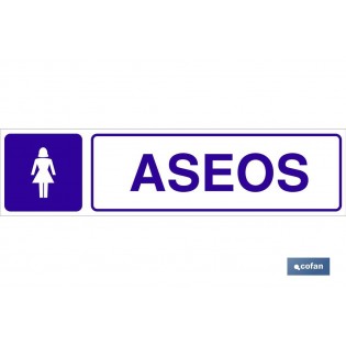 Selbstklebendes Schild Im Glaskarton 250x62mm Mit Abbildung Einer Damentoilette