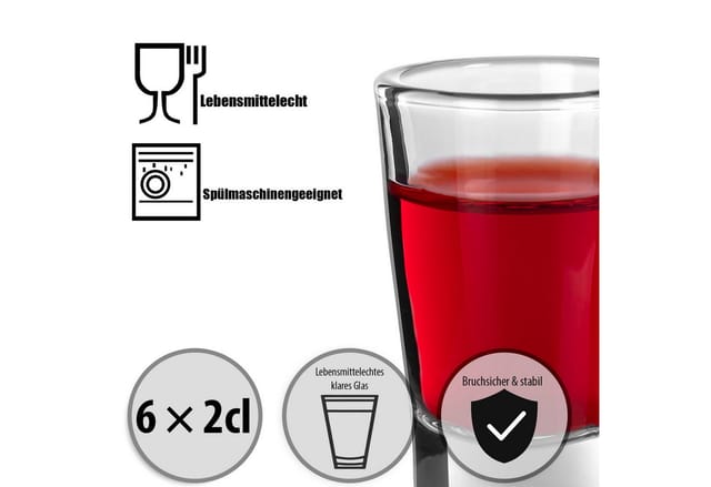 BigDean Schnapsglas 2cl in Geschenkbox – hochwertige Shotgläser lebensmittelecht, 6-tlg., Glas, Robustes Glas, Langlebige Qualität, Elegante Form, Vielseitig.