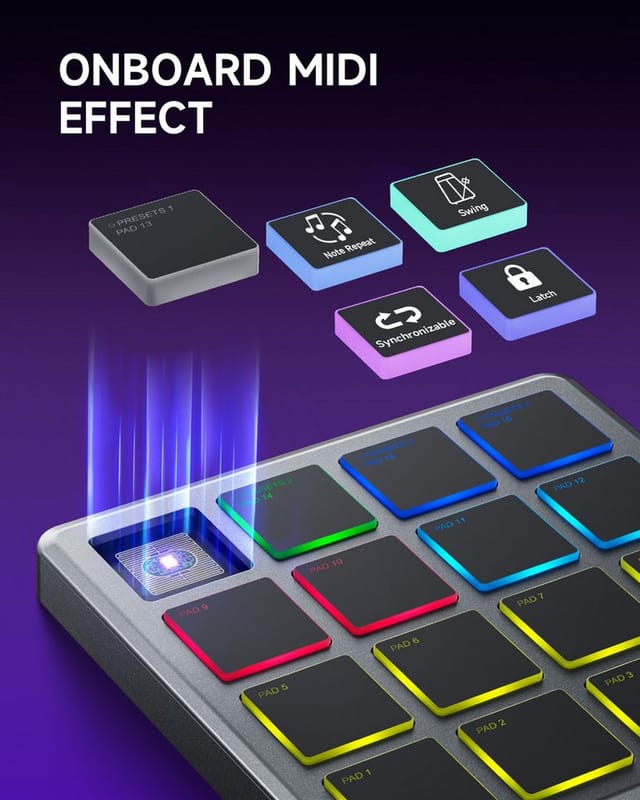 Donner DJ Controller Drahtloser MIDI-Controller + Melodics Cubase Software STARRYPAD MINI