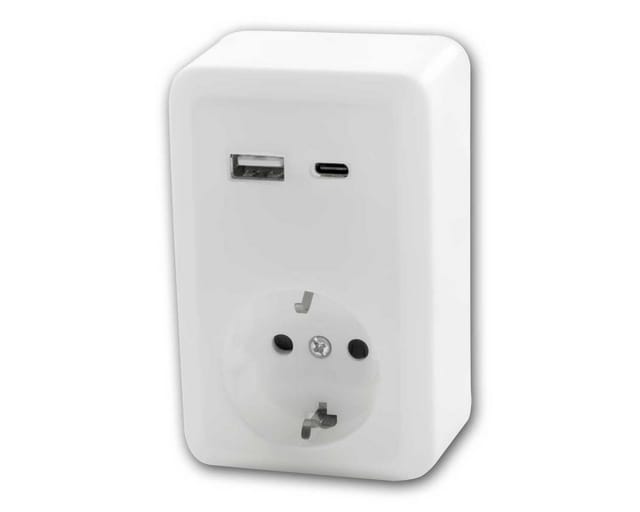McPower Aufputz-Steckdose FINERY Steckdose mit USB-A&C 250V~/16A weiß Aufput