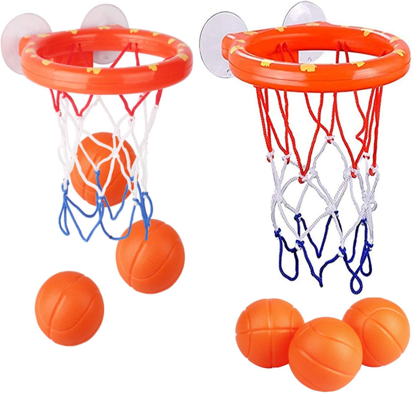 Apex 2er-pack Basketballkorb Mit Saugnäpfen Für Badewanne Und Bad – Spielset Mit 6 Bällen Für Kinder