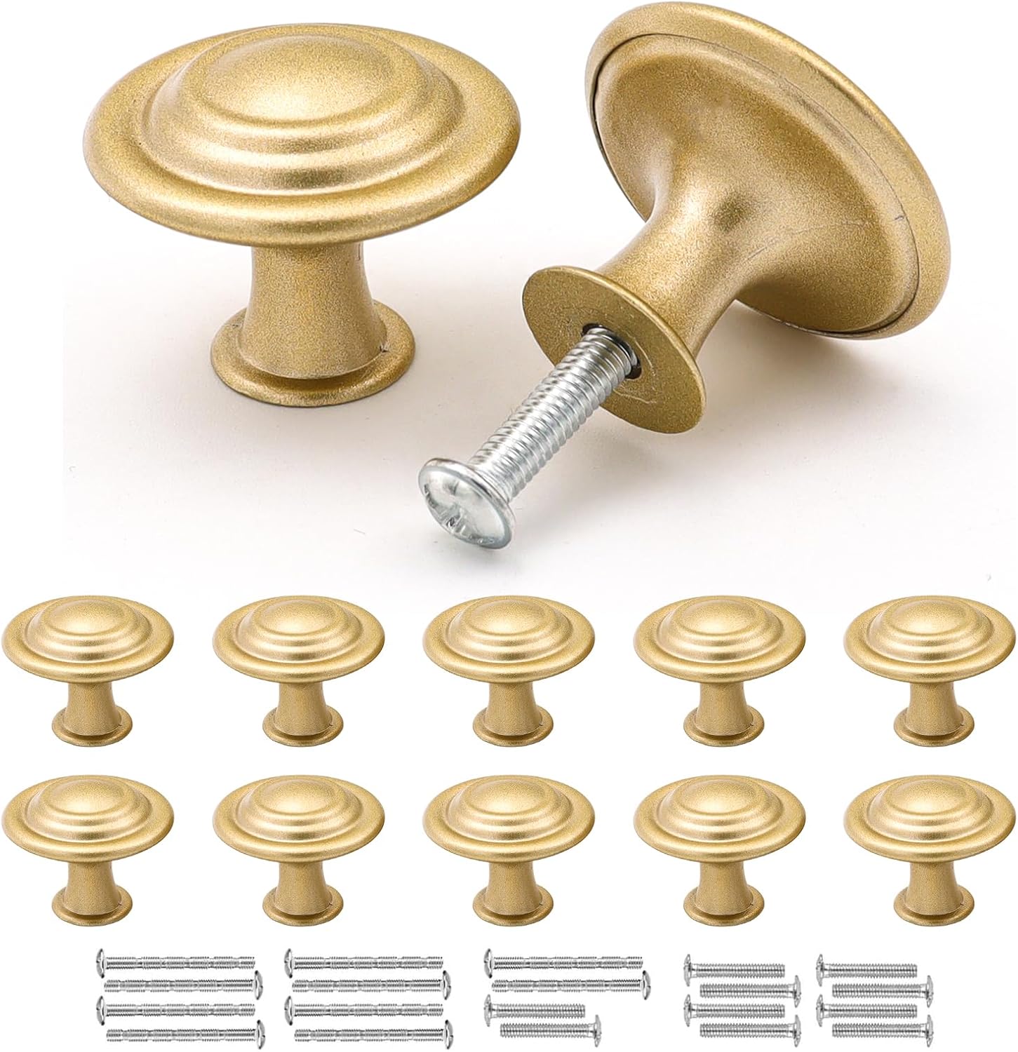 Apex Möbelgriffe In Mattgold, 10 Schubladengriffe Aus Zinklegierung, 30-mm-türgriffe Und Passende Schrauben.