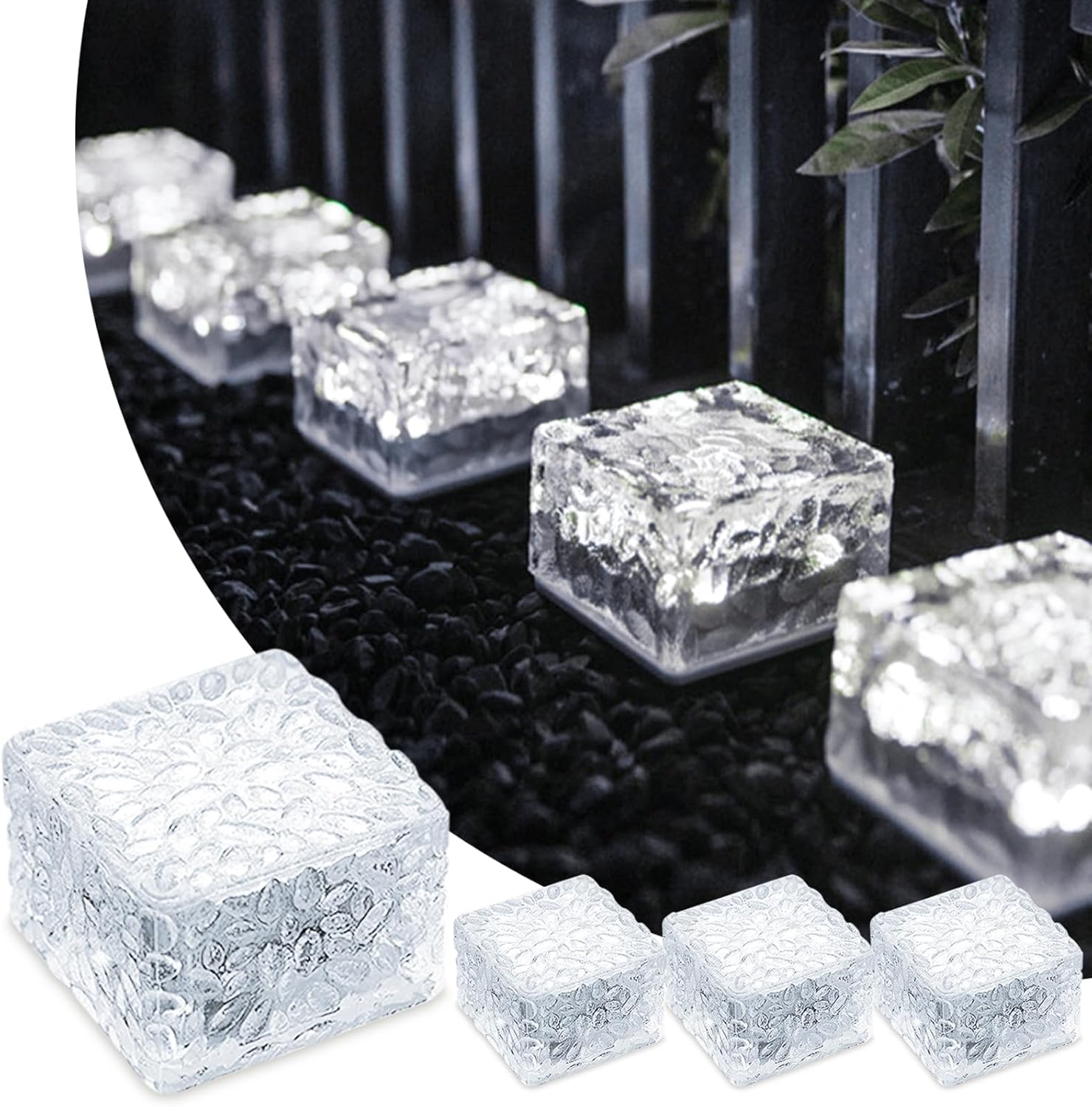 Apex Ein Set Aus 4 Weißen Solarpanelen Mit Außenbeleuchtung Und Schalter, Wasserdicht, Geeignet Für Terrassen, Gärten, Innenhöfe, Gehwege Und Patios, Abmessungen 7x7x5 Cm.