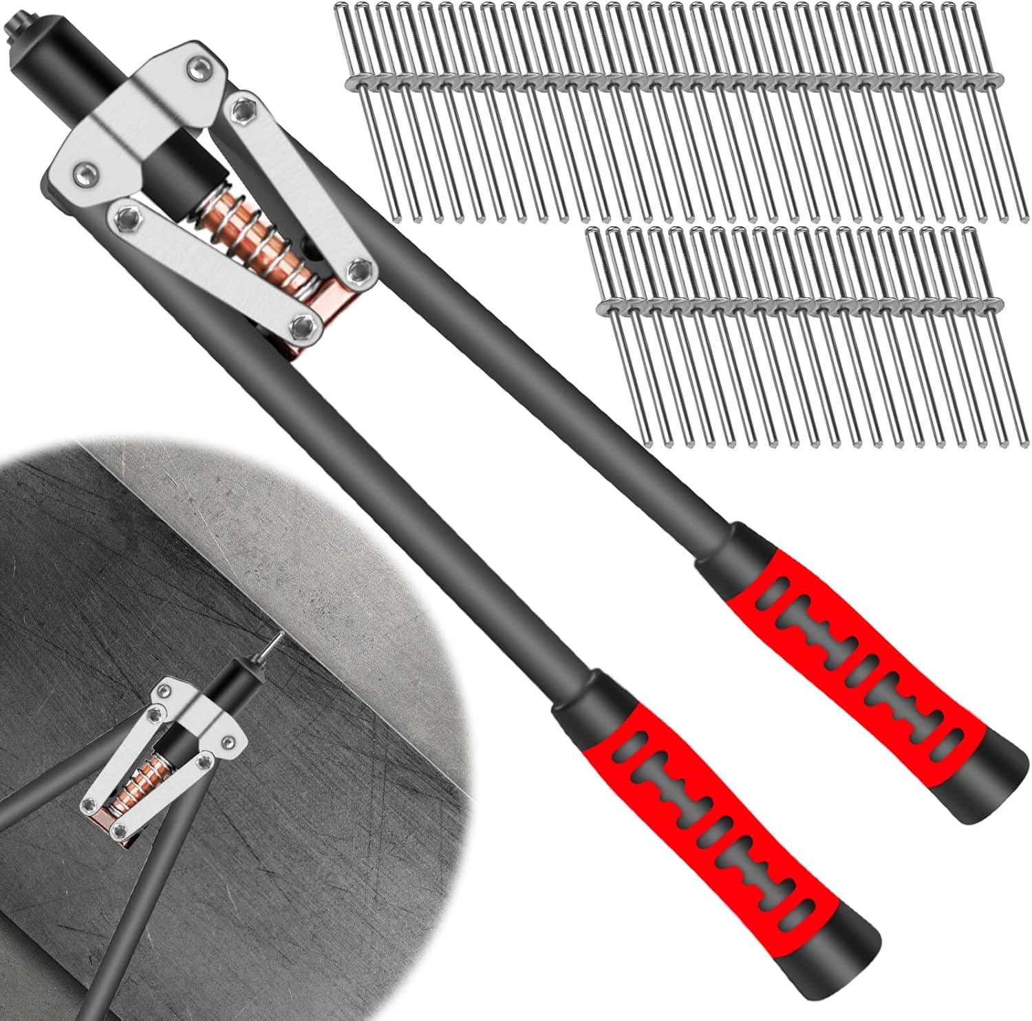 Apex Blindnietpistole, 17"-blindnietpistolen-set Inklusive 100 Blindnieten, Professionelles Nietwerkzeug 3,2 4,0 4,8 Mm
