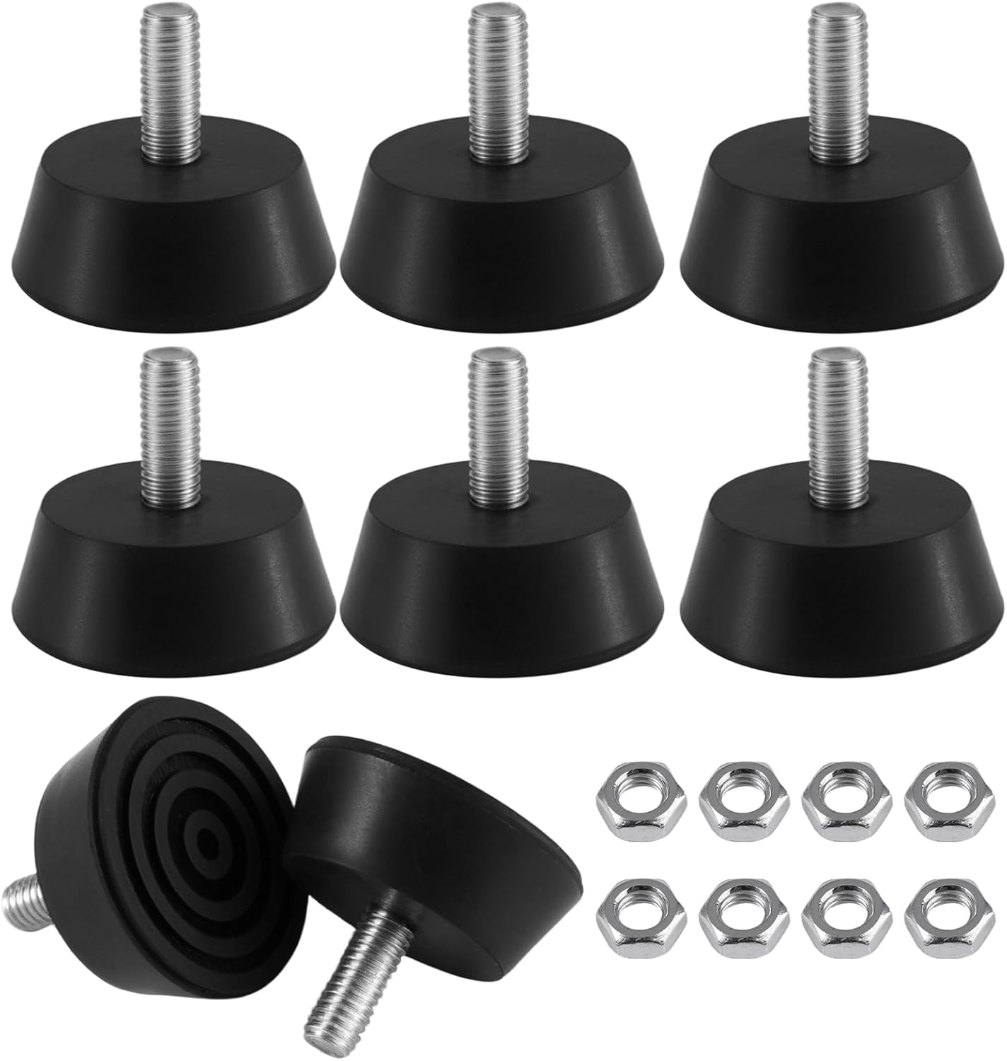 Ccykxa Lot De 8 Pieds De Nivellement Réglable Pieds En Caoutchouc À Visser M6 X 32,3 Mm, Filetage Hauteur M6 , Avec 8 Écrous, Réduire Le Bruit Et Les Rayures, Pour Meubles, Placard, Chaise, Table, Vit