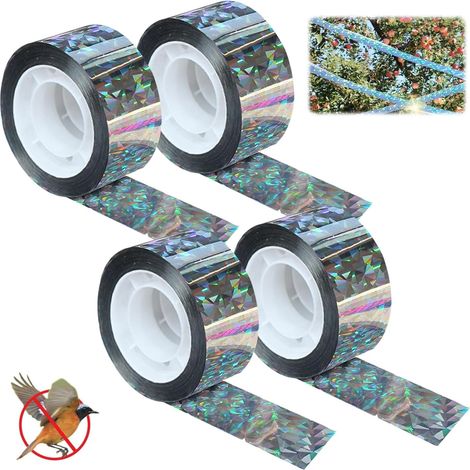 Packung Mit 4 Rollen Doppelseitigem Vogelabwehrband Zum Fernhalten Von Vögeln, Tauben, Möwen, Krähen, Spechten, Staren Und Schwalben, 2,4 Cm X 80 M