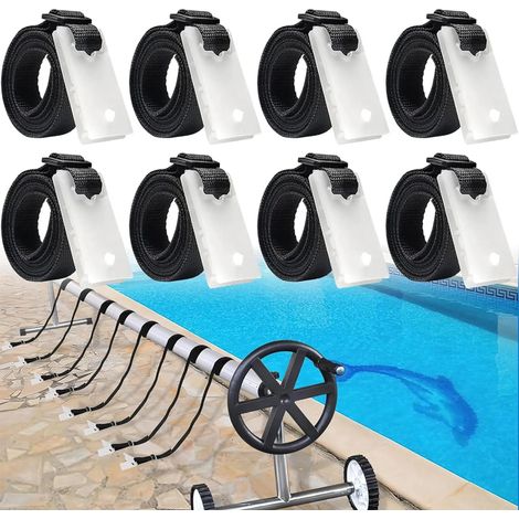 Ein Set Aus 8 Gurten Und Befestigungsclips Für Poolabdeckungen, Ersatzteile Für Rollosysteme, Größenverstellbar, Befestigungsgurte 1,80 Meter Lang.