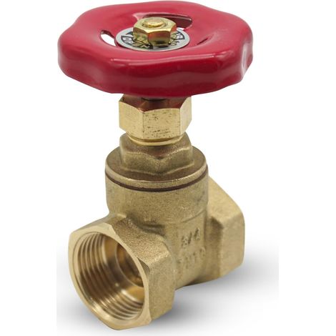 Handradventil, Messing, 1/2"-gewinde, Roter Griff, Für Sanitär- Und Gasinstallationen