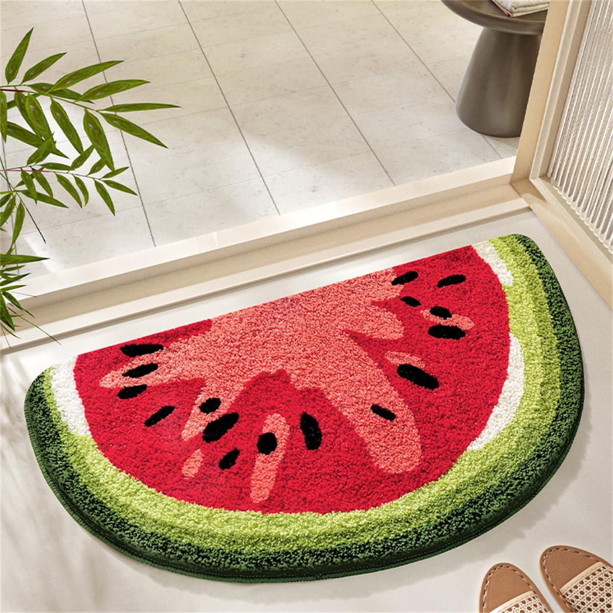 Niedliche, Wassermelonenförmige Badematte (50 X 80 Cm), Hoch Saugfähig, Sehr Weich Und Schnelltrocknend, Geeignet Für Kinderzimmer Und Badezimmer.
