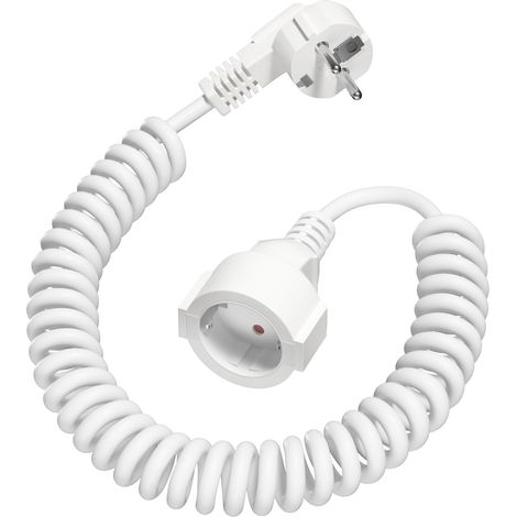 Spiralverlängerungskabel, Ausziehbar Von 0,7 M Bis 2 M, Schutzkontaktstecker (ip20), Reinkupferdraht, Für Den Innen- Und Außenbereich Geeignet