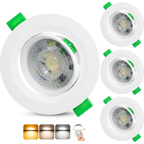 Set Mit 3 Led-einbaustrahlern, Dimmbar, Einstellbare Farbtemperatur, Ip44, Für Badezimmer Und Wohnzimmer