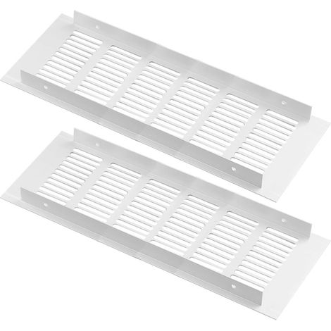 Set Mit 2 Aluminium-lüftungsgittern, Rechteckig, Weiß, 100 X 250 Mm, Für Küchenschränke
