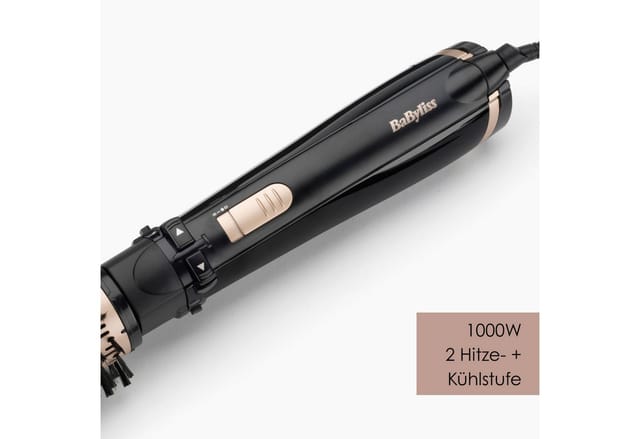 BaByliss Warmluftbürste BaByliss Big Hair 1000 Warmluftbürste rotierend, AS962E, Rotierender Rundbürstenföhn mit Ionen, 2 Aufsätze für Volumen, 1000 W