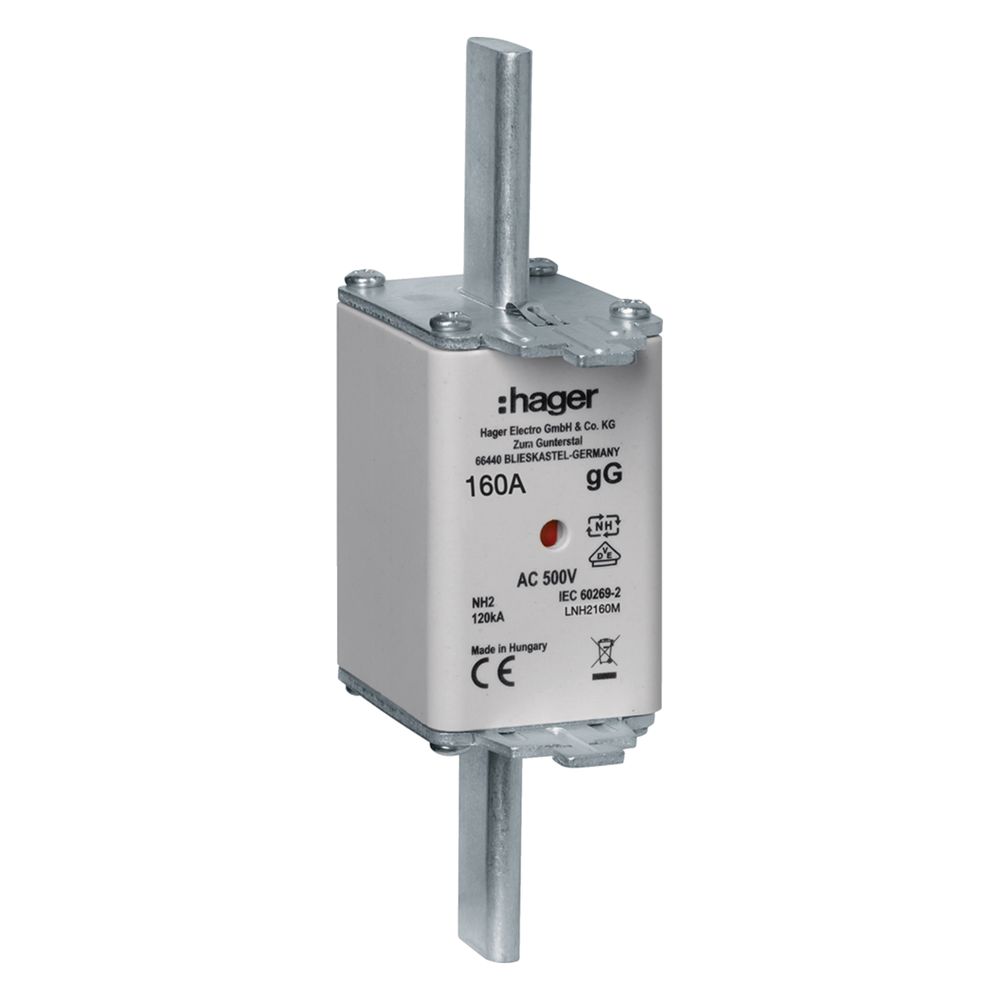 Hager Nh-sicherungseinsatz Nh2c Gg Ac500v 160a Kombi-melder Mit Metall-grifflasche