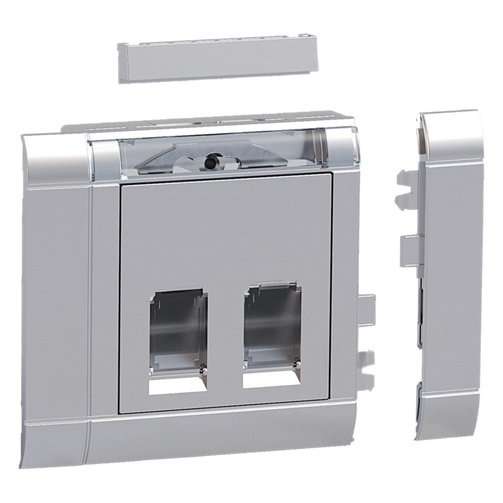 Hager Geräteeinbauset 2-fach Rj45 Für Type 03 Frontrastend Aluminium
