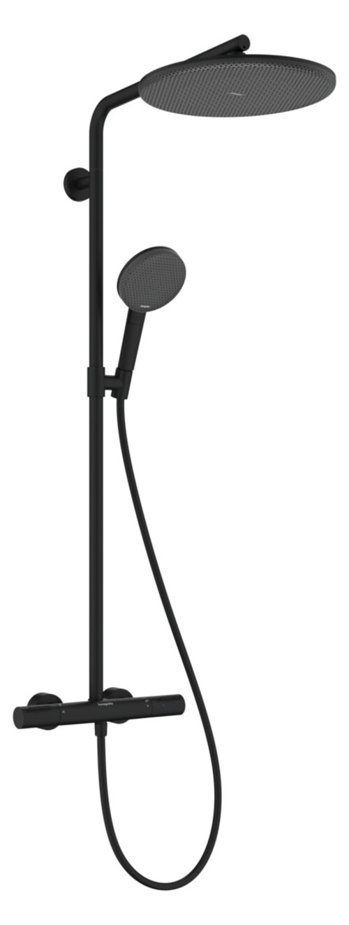 Hansgrohe Raindance Alive S Puro - Brauseset Mit Thermostat, Durchmesser 30 Cm, 3 Strahlarten, Ecosmart+, Mattschwarz 24594670