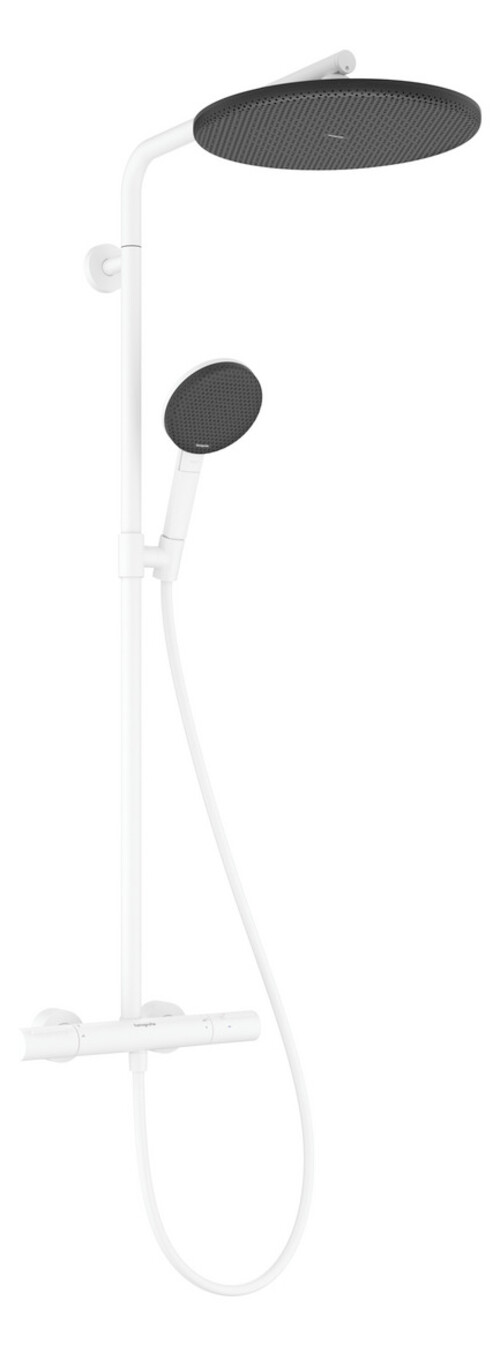 Hansgrohe Raindance Alive S Puro - Brauseset Mit Thermostat, Durchmesser 30 Cm, 3 Strahlarten, Ecosmart+, Mattweiß 24594700