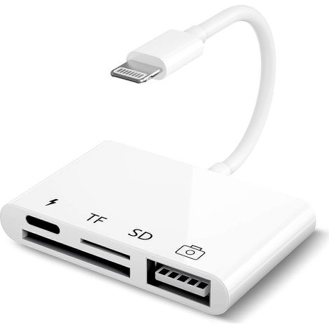 Honornic – 4-in-1 Sd/tf-kartenleser Für Iphone Mit Ladeanschluss Und Usb-kameraadapter