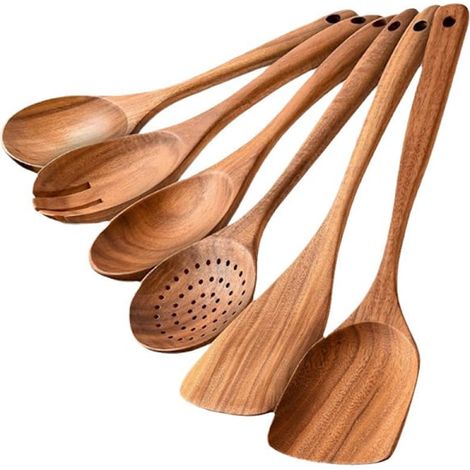 Honornic – Set Aus 6 Küchenutensilien Aus Holz, Kratz- Und Hitzebeständig