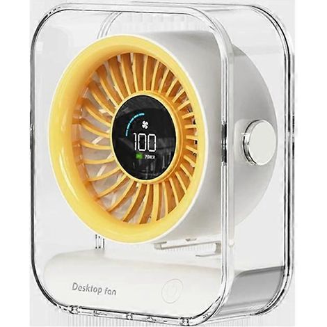 Honornic – Mini-tischventilator Mit Hoher Drehzahl, Gelb, Usb-ladefunktion, Digitalanzeige, Für Zuhause
