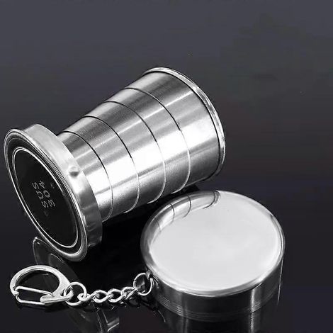 Honornic – Faltbarer, Teleskopierbarer Und Tragbarer Becher Aus Edelstahl 304 Für Mundwasser, Klein Und Ideal Für Reisen Und Outdoor-aktivitäten. 1 Stück, 250 Ml.