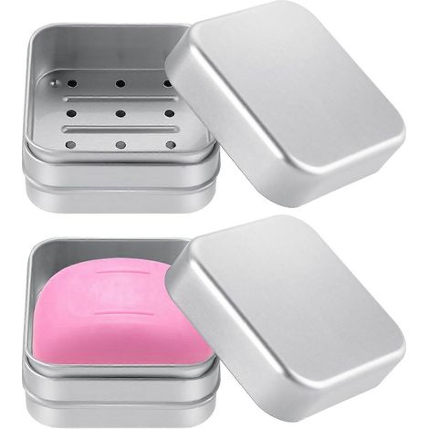 Honornic – Seifenschale, 2er-set Seifenschalen Aus Aluminium, Reiseseifenschale Mit Abtropfschale, Wasserdichter Seifenhalter Aus Reinem Aluminium