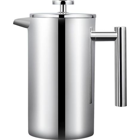 Honornic - 800ml Doppelwandige French-press-kaffeemaschine Aus Edelstahl.