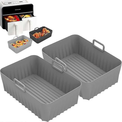 Honornic - Set Mit 2 Silikon-zubehörteilen Für Ninja Af400uk Und Af300uk Heißluftfritteusen, Wiederverwendbare Einlagen (grau)