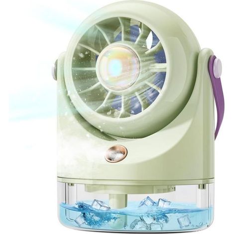 Honornic – Tischventilator, Mini-klimaanlage Mit Nebelfunktion, Luftkühler, Usb-ladefunktion, Ideal Für Camping Und Reisen, Grün