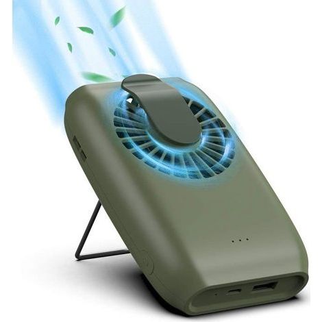 Honornic – Mini-usb-ventilator, 2000 Mah, Tragbar, Zum Umhängen Oder Aufstellen Auf Dem Tisch, 3 Geschwindigkeitsstufen – Grünes Etikett