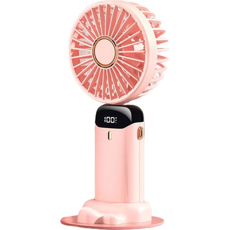Honornic - Mini Tragbarer Outdoor-ventilator Mit Zwei Akkus Und 5 Geschwindigkeitsstufen, Ideal Für Drinnen Und Draußen Beim Camping Und Wandern (rosa).