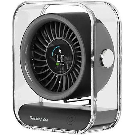 Honornic - Mini-turbo-tischventilator Mit Hoher Drehzahl, Schwarz, Usb-ladefunktion, Digitalanzeige Und Kompakter Bauweise Für Zuhause.