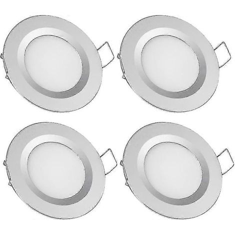 Honornic - Vier Led-einbaustrahler Für Die Decke, 12 V, Ausschnittdurchmesser 58-65 Mm, 3 W, 3200 K, Warmweißes Licht (silberne Ausführung).