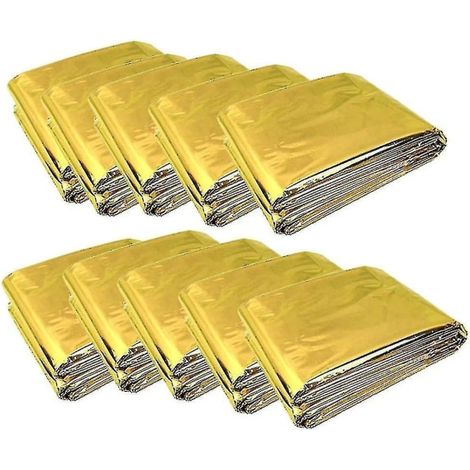 Honornic – 10 Goldene Falt-überlebensdecken 210 X 160 Cm Silber + Gold – Keine Angabe