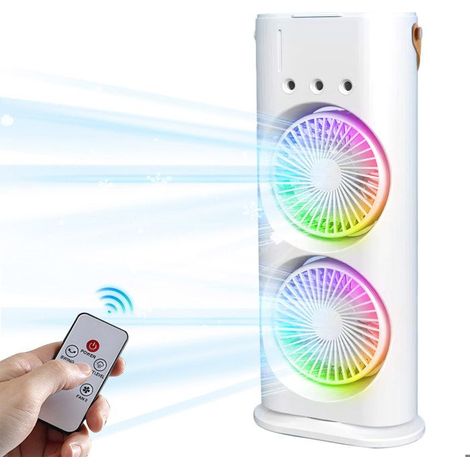 Honornic – Leiser Tischventilator, 3-stufiger Turmventilator Mit Luftbefeuchter, Usb-anschluss Und Farbiger Beleuchtung