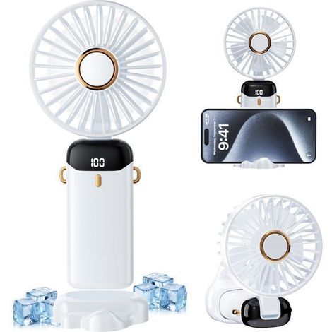 Honornic – 5-in-1-tragbarer Ventilator – Weiß – 2500 Mah – 5 Geschwindigkeitsstufen – Faltbar – Leise