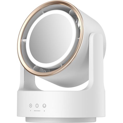 Honornic - Usb-wiederaufladbarer Tischventilator Mit Licht- Und Vibrationsfunktion, Ideal Für Studentenzimmer Und Heimbüros.