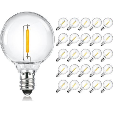 Apex 25 Stück G40 E12 1w 220v Warmweiß 2700k Led-lampen, G40 Led-lampen Aus Kunststoff Für Den Außenbereich, Geeignet Für Lichterketten