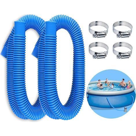 Blauer Zweiteiliger Poolschlauch, Ersatzschlauch Für Pool, Filterpumpe Mit 4 Metallschlauchschellen, Ersatzschlauch Für Aufstellpools