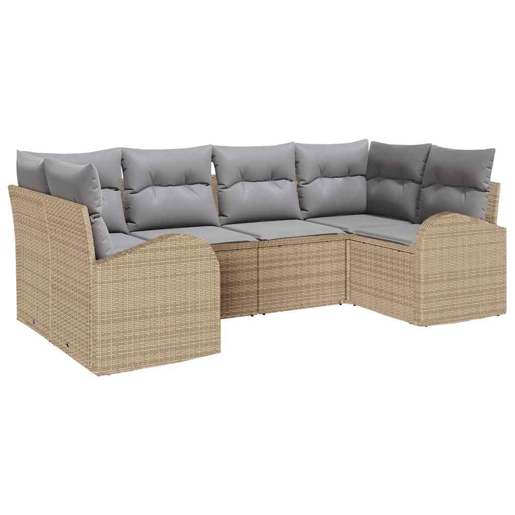 Maison Exclusive - Gartensofa-set 6 Stk. 6-sitzer Beige Poly-ratt