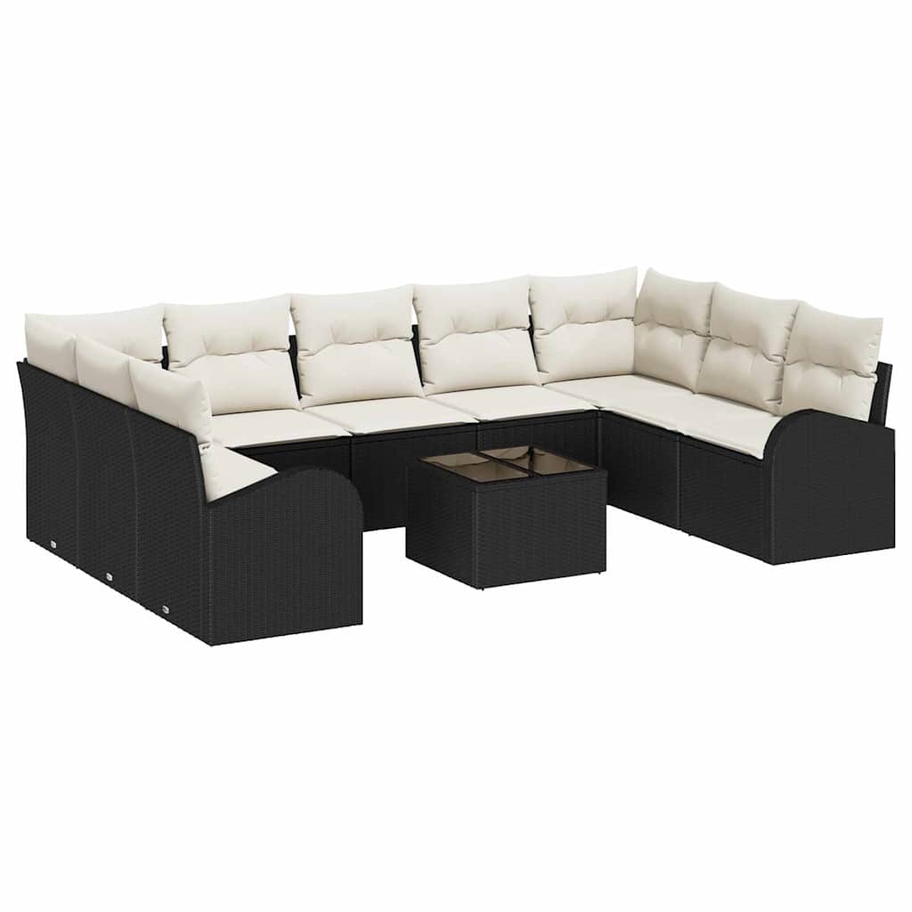 Maison Exclusive - Sofa Set 10 Stk. 9-sitzer Schwarz Poly-rattan