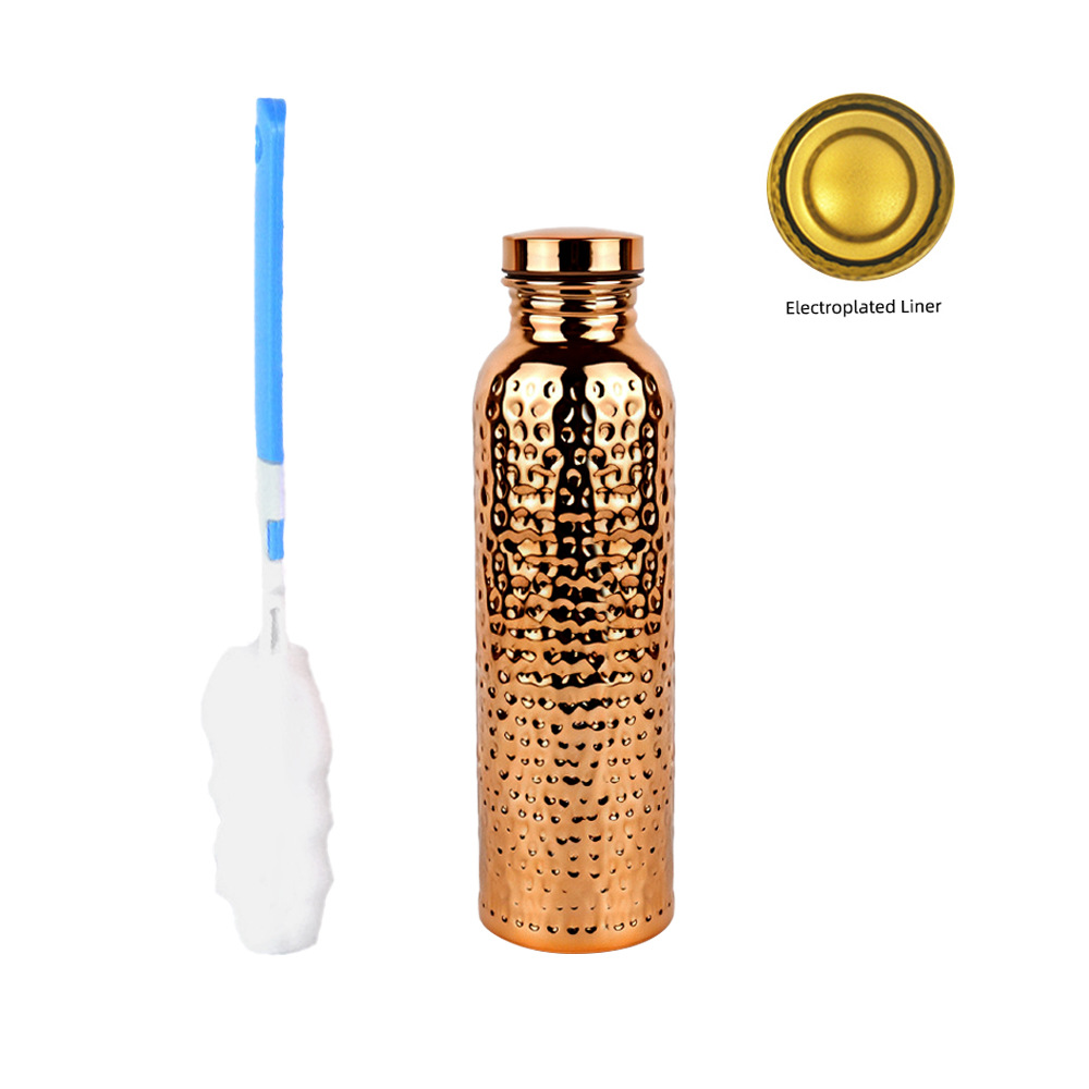 800 Ml (27 Oz) Isolierte Trinkflasche Aus Gehämmertem Stahl, Kupferbeschichtet, Leicht Und Handgefertigt. Ideal Für Sport, Reisen, Outdoor-aktivitäten Und Zu Hause.